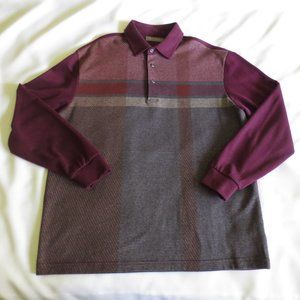 4/$14 Cremieux Signature Mens Burgundy Long-Sleeved Polo Shirt Size Large